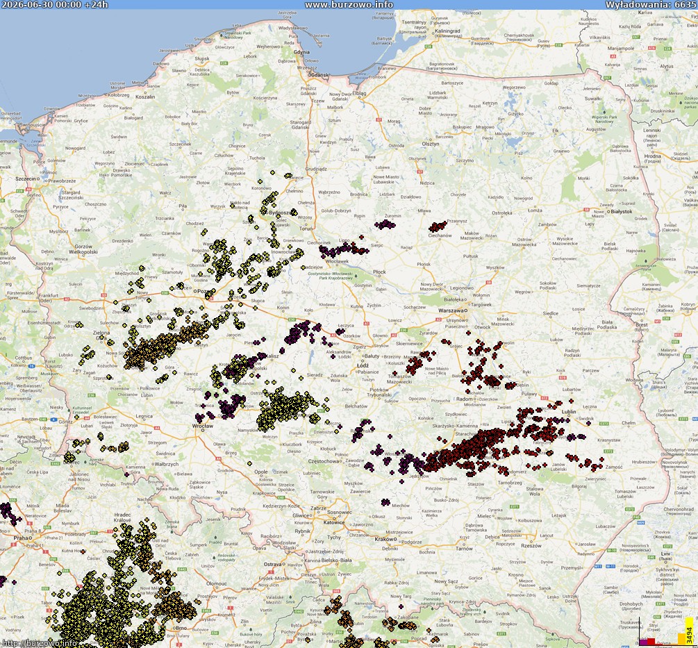 Mapa wyładowań Polska (dokladna) 2026-07-01